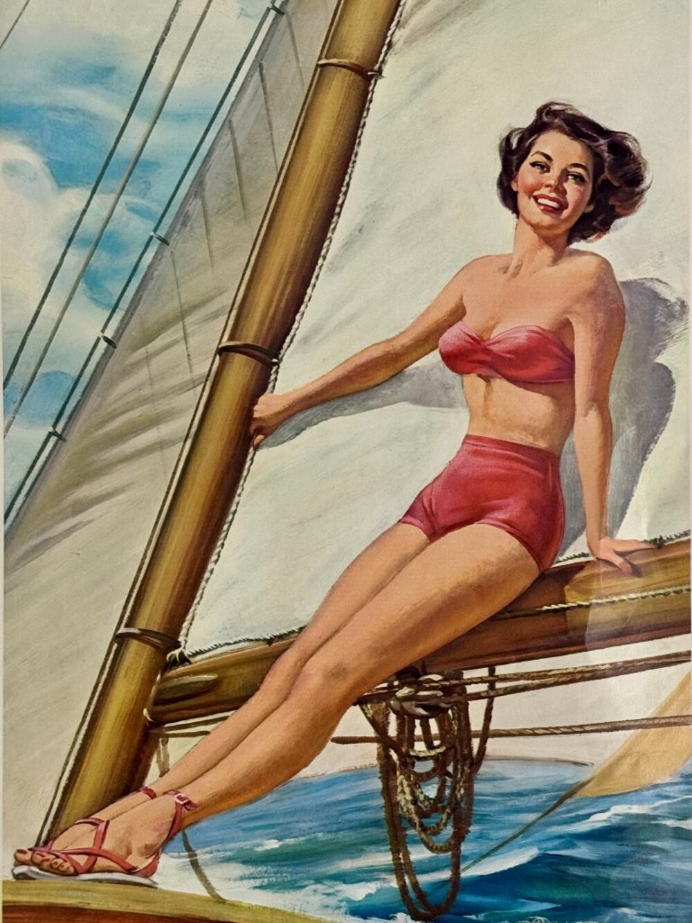 Original 12x17" Lithograph Mid-Century 1945 Glam "Ship Ahoy" by Howard Connolly
